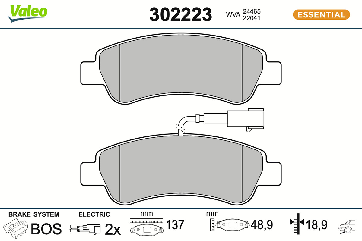 Jeu de 4 plaquettes de frein VALEO ref. 302223